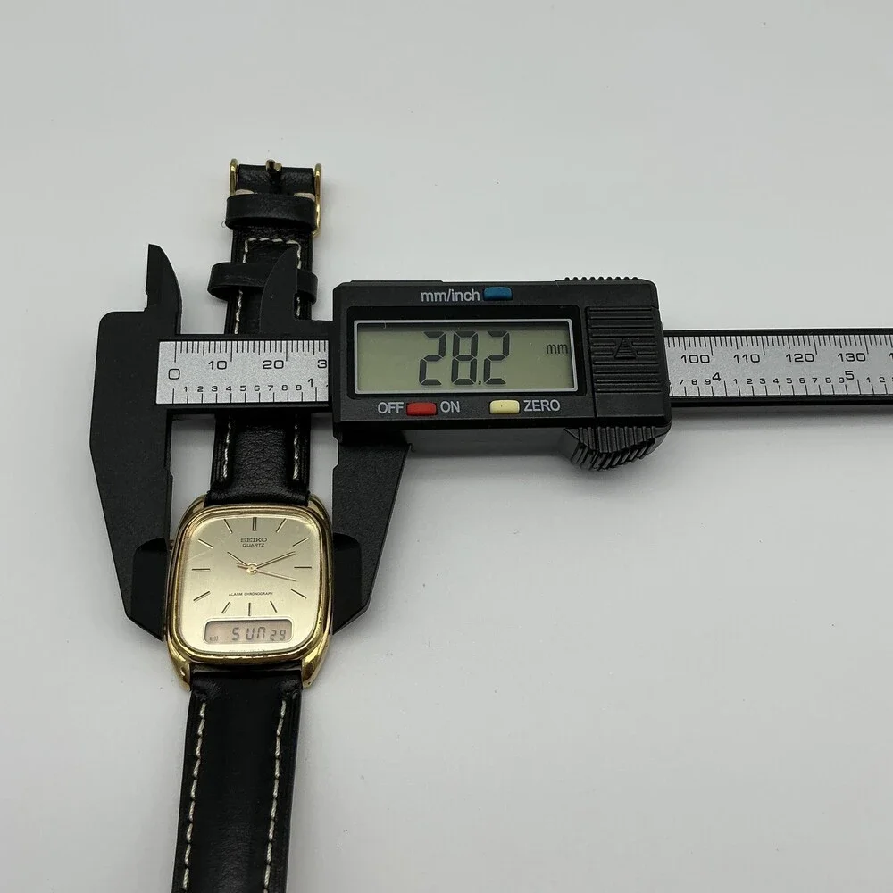 Vintage Seiko H449-5109 Mens Watch 28mm Alarm Chronograph Gold Tone New Battery